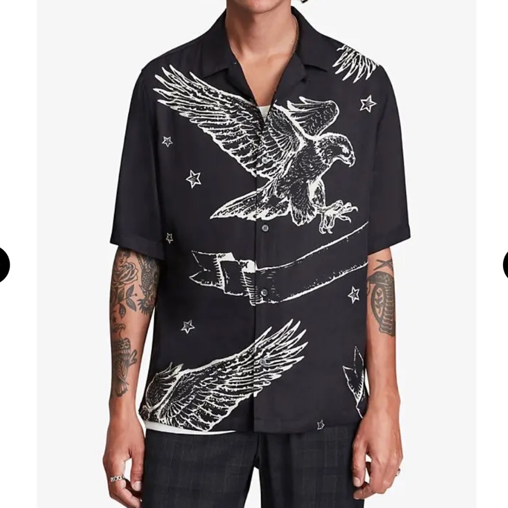 AllSaints Otis Eagle Print Button-up